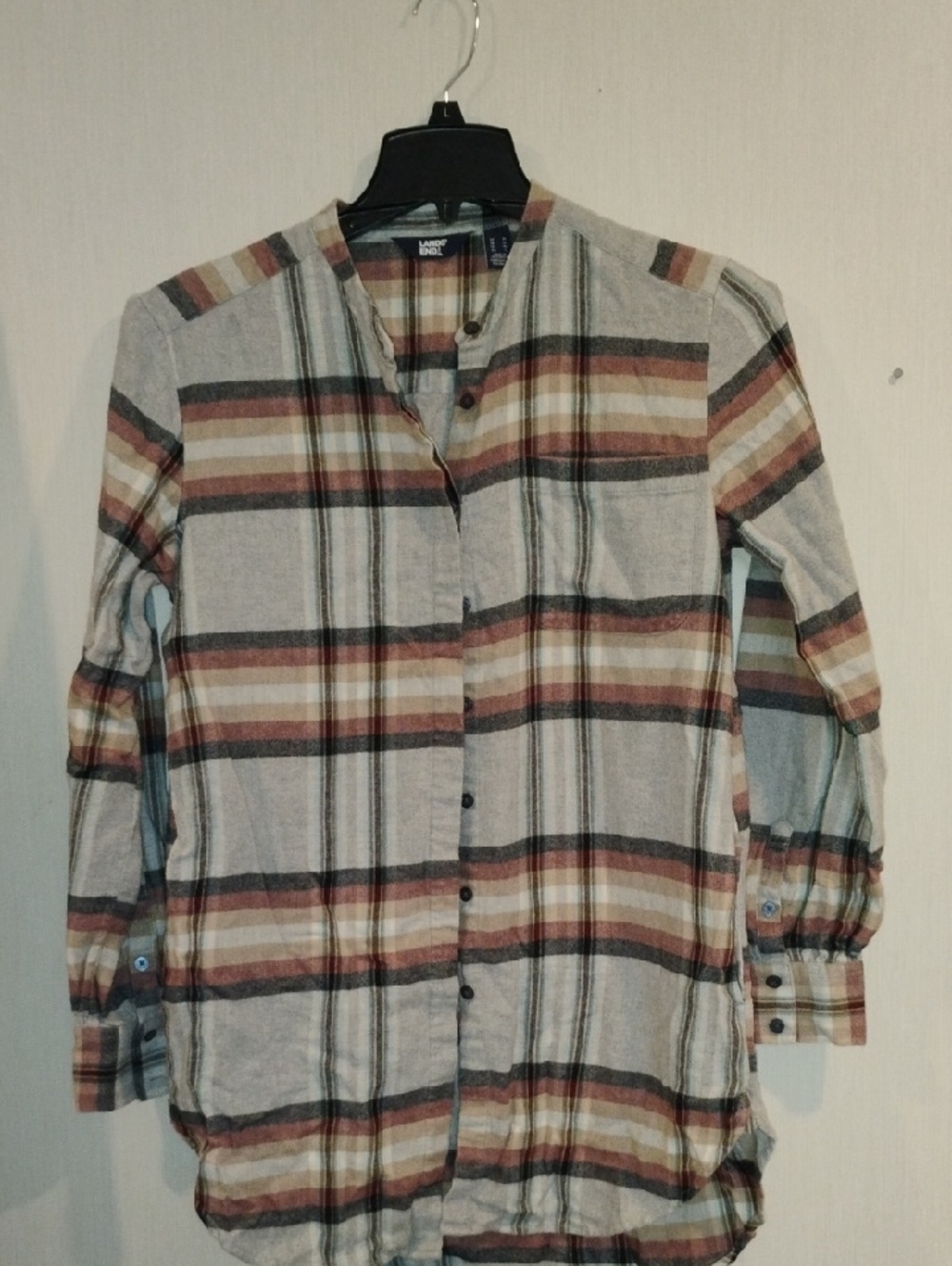 Light Gray Plaid Women's Button-Up Shirt